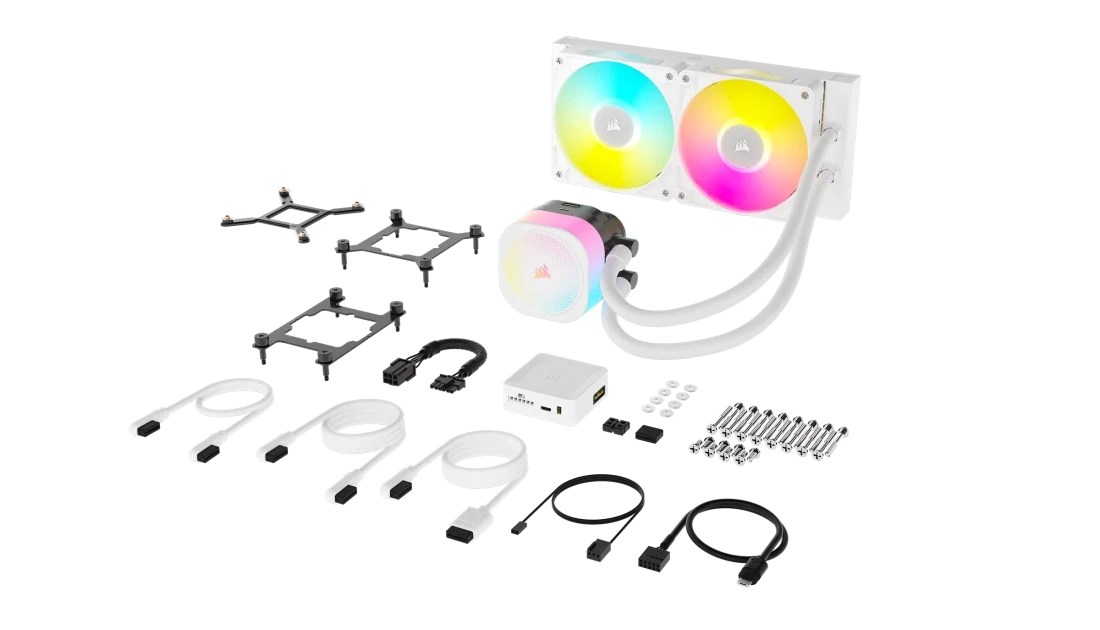 CORSAIR iCUE LINK TITAN 240 RX RGB AIO Liquid CPU Cooler (CW-9061020-WW) - White, 240mm radiator, 2x 120mm RX120 RGB fans, iCUE LINK System Hub included 41 CW 9061020 WW 29