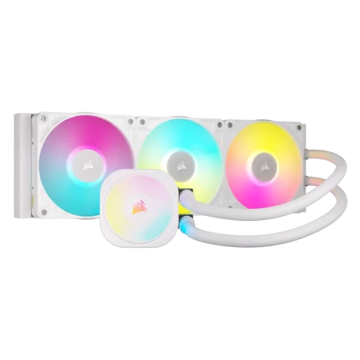 CORSAIR iCUE LINK TITAN 360 RX RGB AIO Liquid CPU Cooler (CW-9061021-WW) - White, 360mm radiator, 3x 120mm RX120 RGB fans, iCUE LINK System Hub included