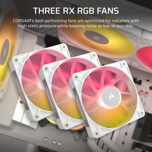 CORSAIR iCUE LINK TITAN 360 RX RGB AIO Liquid CPU Cooler (CW-9061021-WW) - White, 360mm radiator, 3x 120mm RX120 RGB fans, iCUE LINK System Hub included