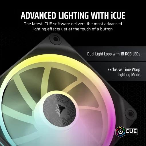 CORSAIR LX120 RGB Black Single Fan Expansion (CO-9051025-WW) - Black, 1x120mm 2400RPM Static Pressure RGB Fan