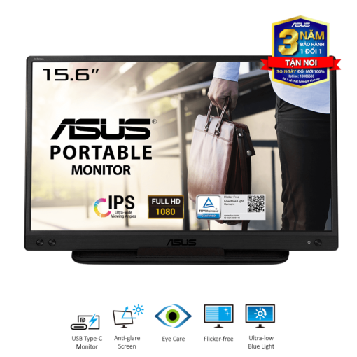 ASUS ZenScreen MB166C Portable Monitor - 15.6" IPS Full HD, Flicker Free, Low Blue Filter