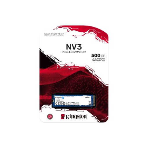 Kingston NV3 500GB (SNV3S/500G) SSD - M.2 NVMe PCIe Gen 4x4, Read 5.000 MB/s, Write 3.000 MB/s