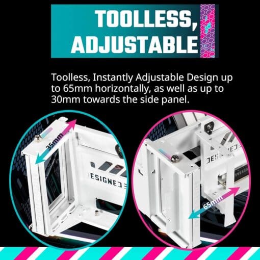 Cooler Master Universal Vertical Graphics Card Holder Kit V3 White - White, Premium Riser Cable PCI-E 4.0 x16-165mm