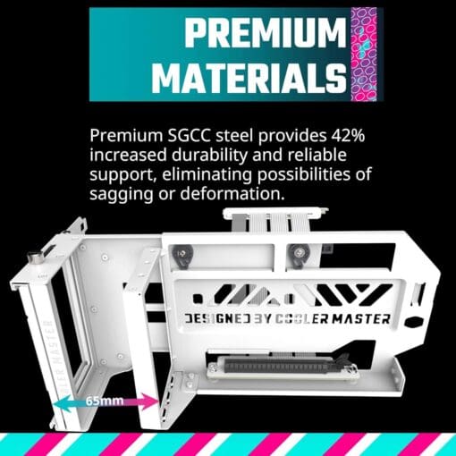 Cooler Master Universal Vertical Graphics Card Holder Kit V3 White - White, Premium Riser Cable PCI-E 4.0 x16-165mm