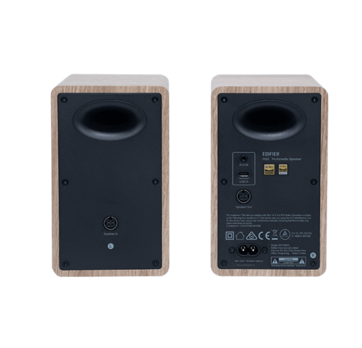 Edifier M60 Classic Oak 2.0 Compact Bookshelf Speakers - 66W (RMS) total, Bluetooth V5.3, USB-C, AUX inputs