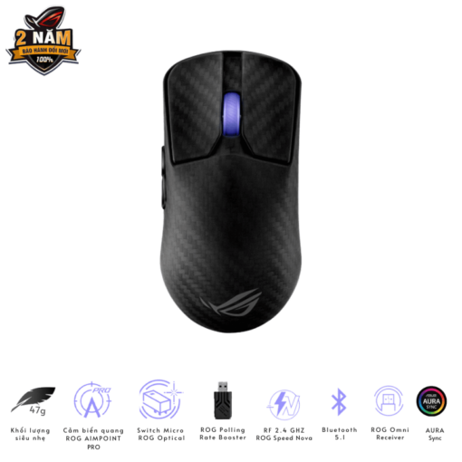 ASUS ROG Harpe Ace Extreme Gaming Mouse - 47g Ultralight, RF 2.4 GHZ ROG Speed Nova, Bluetooth 5.1, AURA Sync