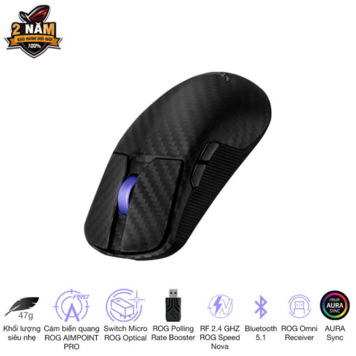 ASUS ROG Harpe Ace Extreme Gaming Mouse - 47g Ultralight, RF 2.4 GHZ ROG Speed Nova, Bluetooth 5.1, AURA Sync