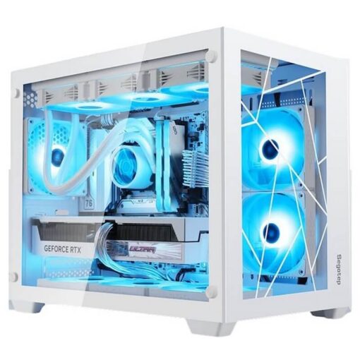Segotep LUMI II White Case - MATX, Dual Tempered Glass, 360mm radiator support