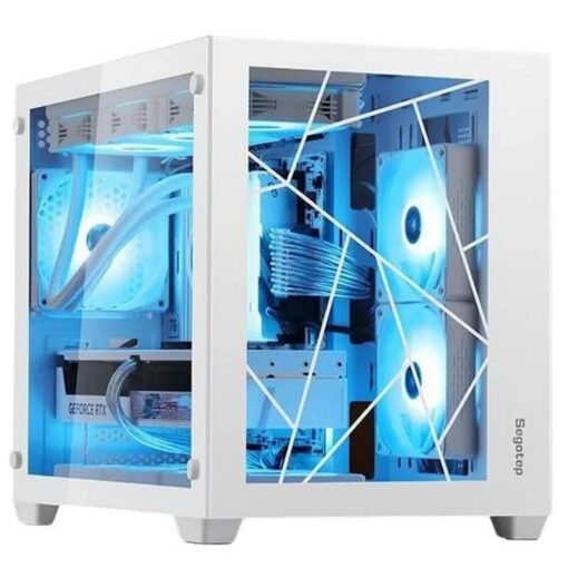 Segotep LUMI II White Case - MATX, Dual Tempered Glass, 360mm radiator support