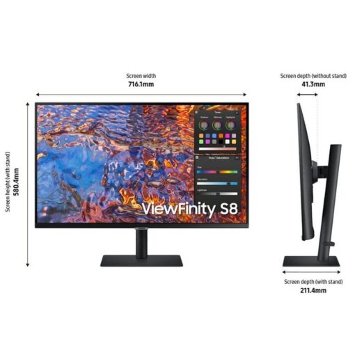 Samsung ViewFinity S8 S80PB LS32B800PXEXXV Monitor - 32 inch 4K UHD (3840x2160), IPS, 60Hz, 5ms, HDMI 2.0, HDCP 2.2 (HDMI), DP 1.4