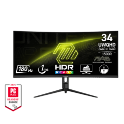 MSI MAG 342CQR E2 Curved 1500R Gaming Monitor - 34″ 32:9 VA, UWQHD (3440 x 1440), 180Hz 1ms (MPRT)