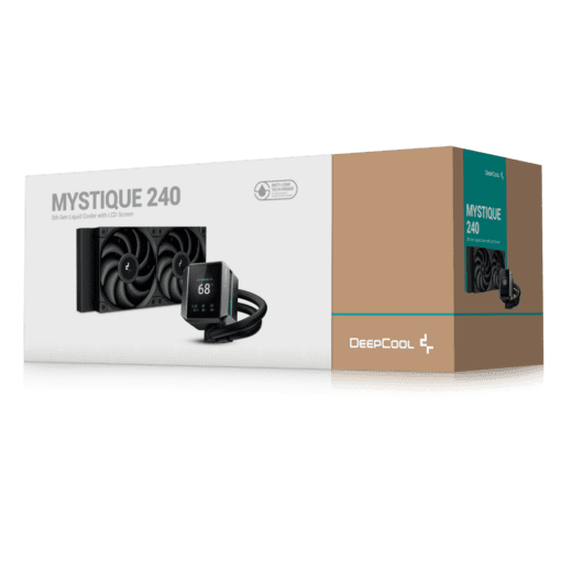DeepCool MYSTIQUE 240 LCD AIO Liquid CPU Cooler - Black, 240mm Radiator, 5th Gen Pump 3400RPM AIO 2.8" 640x480 TFT LCD Screen, Anti-Leak Tech, FT12 SE PWM Fans