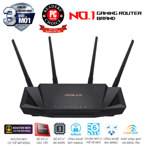ASUS RT-AX58U V2 WiFi Router - AX3000 Dual Band, Wifi 6 802.11ax, AiMesh WiFi, MU-MIMO, OFDMA, 4 Antennas
