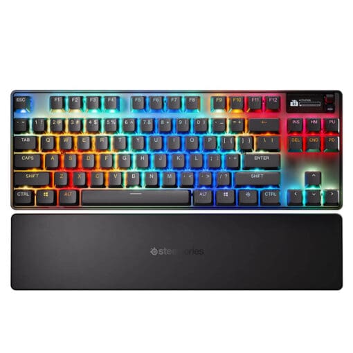 SteelSeries Apex Pro TKL Wireless Gen 3 Gaming Keyboard - 3 modes, OmniPoint 3.0 HyperMagnetic Switches, OLED Smart Display, Dynamic Per-Key RGB Illumination, Rubber Tri Level Feet, Magnetic Wrist Rest