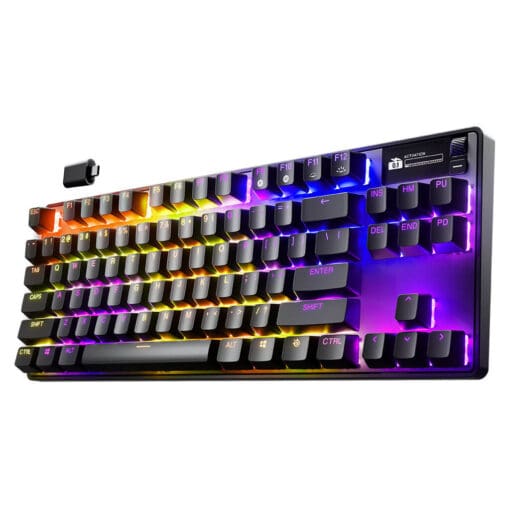 SteelSeries Apex Pro TKL Wireless Gen 3 Gaming Keyboard - 3 modes, OmniPoint 3.0 HyperMagnetic Switches, OLED Smart Display, Dynamic Per-Key RGB Illumination, Rubber Tri Level Feet, Magnetic Wrist Rest
