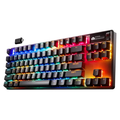 SteelSeries Apex Pro TKL Wireless Gen 3 Gaming Keyboard - 3 modes, OmniPoint 3.0 HyperMagnetic Switches, OLED Smart Display, Dynamic Per-Key RGB Illumination, Rubber Tri Level Feet, Magnetic Wrist Rest