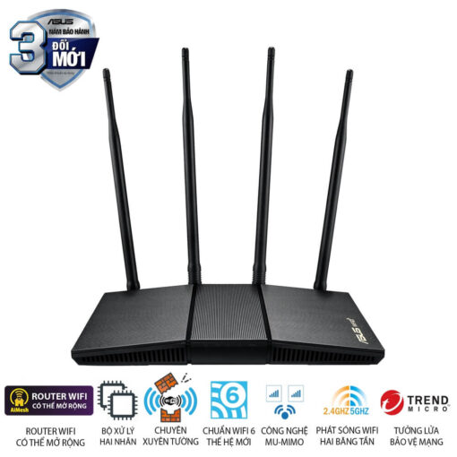 ASUS AX1800HP V2 (RT-AX1800HP V2) Router - Black, WiFi 6(802.11ax) MU-MIMO OFDMA, AiMesh