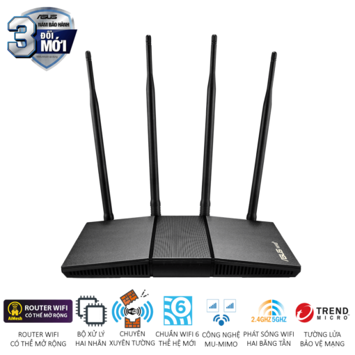 ASUS AX1800HP V2 (RT-AX1800HP V2) Router - Black, WiFi 6(802.11ax) MU-MIMO OFDMA, AiMesh