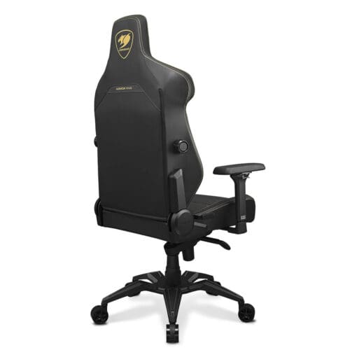 Cougar Armor EVO Royal Gaming Chair - Gold, Magnetic Memory Foam Neck Pillow, PVC leather, Full steel frame, 5D armrest, Footrest, Lumbar Cushion