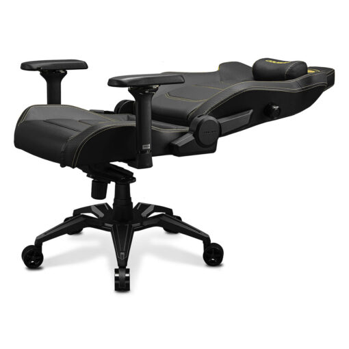 Cougar Armor EVO Royal Gaming Chair - Gold, Magnetic Memory Foam Neck Pillow, PVC leather, Full steel frame, 5D armrest, Footrest, Lumbar Cushion