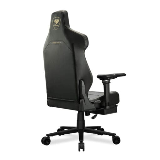 Cougar Armor EVO M Gold Gaming Chair - Magnetic Memory Foam Neck Pillow, PVC leather, Full steel frame, 5D armrest, Footrest, Lumbar Cushion