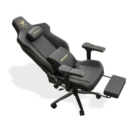 Cougar Armor EVO M Gold Gaming Chair - Magnetic Memory Foam Neck Pillow, PVC leather, Full steel frame, 5D armrest, Footrest, Lumbar Cushion