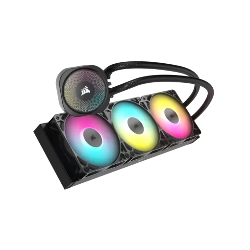 CORSAIR NAUTILUS 360 ARGB Liquid CPU Cooler (CW-9060093-WW) - Black, 360mm radiator, 3x 120mm RS120 ARGB fans