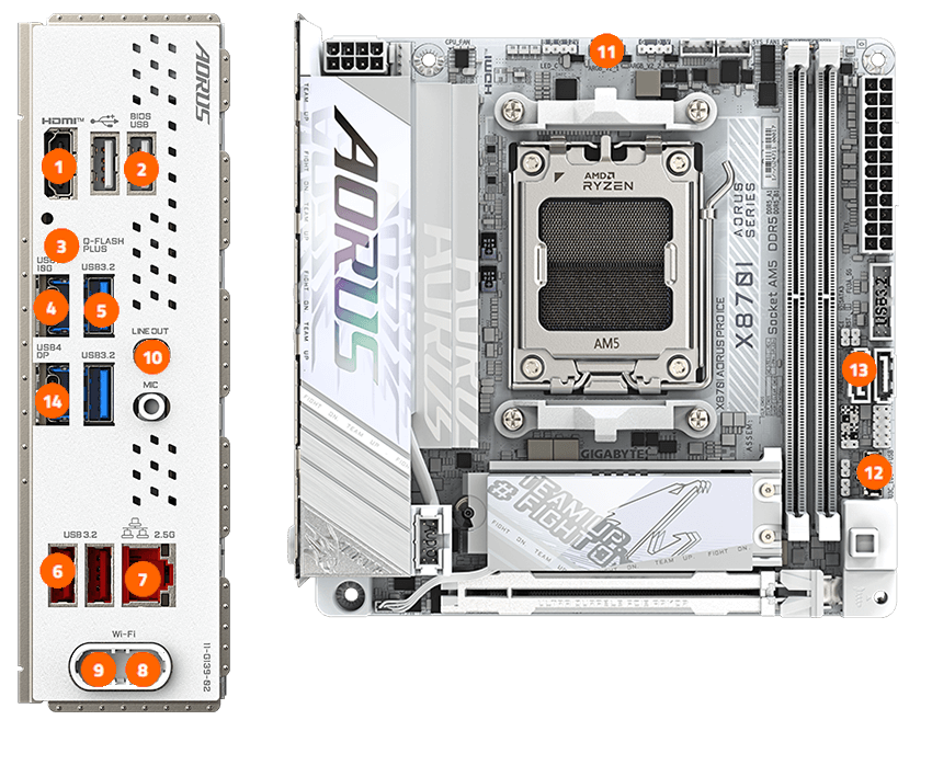 GIGABYTE X870I AORUS PRO ICE - iTX Mainboard 18 Connectivity