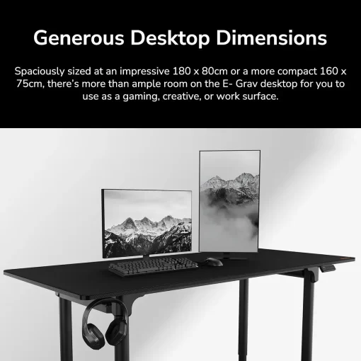 E-GRAV 180 Electric Gaming Desk (1800 x 800 x 15 mm)