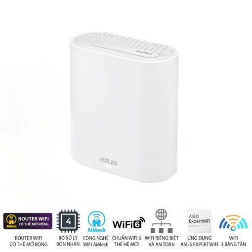 ASUS ExpertWiFi EBM68 2 packs Router - White, AX7800 Tri-band Business Mesh WiFi 6 System