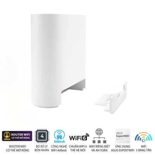 ASUS ExpertWiFi EBM68 2 packs Router - White, AX7800 Tri-band Business Mesh WiFi 6 System