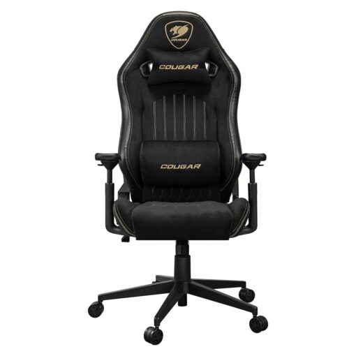 Cougar Explore Royal F Gaming Chair - Breathable Velvet Fabric & PVC Leather, 3D Armrests, Lumbar & Neck Pillows
