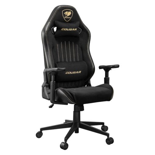 Cougar Explore Royal F Gaming Chair - Breathable Velvet Fabric & PVC Leather, 3D Armrests, Lumbar & Neck Pillows