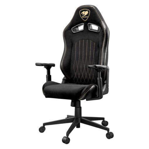 Cougar Explore Royal F Gaming Chair - Breathable Velvet Fabric & PVC Leather, 3D Armrests, Lumbar & Neck Pillows
