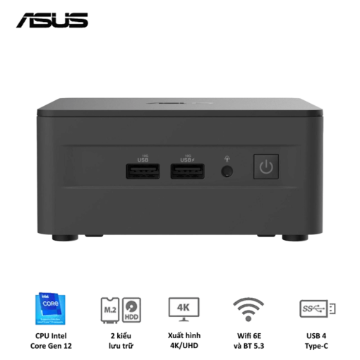 ASUS NUC 12 PRO Tall RNUC12WSHI300001I Barebone miniPC - Intel Core i3-1220P, Intel® UHD Graphics,  Intel® Wi-Fi 6E AX211 (Gig+), Bluetooth 5.3, Thunderbolt 4 Type-C + DisplayPort 1.4 , HDMI 2.1, Adapter included