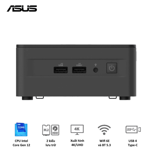 ASUS NUC 12 PRO Tall RNUC12WSHI300001I Barebone miniPC - Intel Core i3-1220P, Intel® UHD Graphics,  Intel® Wi-Fi 6E AX211 (Gig+), Bluetooth 5.3, Thunderbolt 4 Type-C + DisplayPort 1.4 , HDMI 2.1, Adapter included