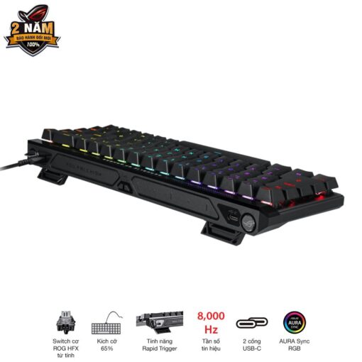 ASUS ROG Falchion Ace HFX Gaming Keyboard – Black, 65%, pre-lubed ROG HFX Magnetic Switches, 8K Hz polling rate, touch panel