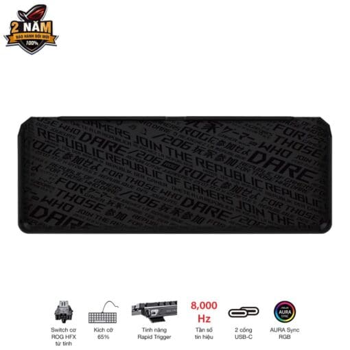 ASUS ROG Falchion Ace HFX Gaming Keyboard – Black, 65%, pre-lubed ROG HFX Magnetic Switches, 8K Hz polling rate, touch panel