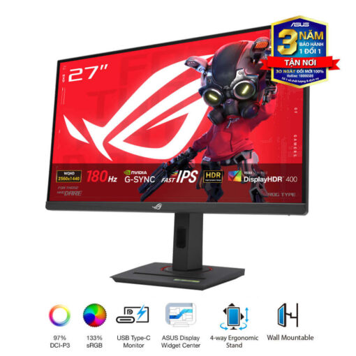 ASUS ROG Strix XG27ACS Gaming Monitor - 27 inch, 2K (2560x1440), IPS, 180Hz, 1ms GTG, ELMB, G-Sync compatible, FreeSync, DisplayHDR™ 400, Tripod socket