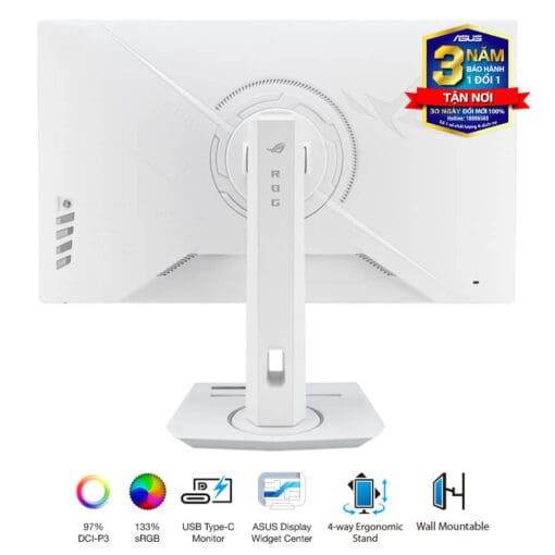 ASUS ROG Strix XG27ACS-W Gaming Monitor - White, 27 inch, 2K (2560x1440), IPS, 180Hz, 1ms GTG, ELMB, G-Sync compatible, FreeSync, DisplayHDR™ 400, Tripod socket