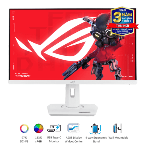 ASUS ROG Strix XG27ACS-W Gaming Monitor - White, 27 inch, 2K (2560x1440), IPS, 180Hz, 1ms GTG, ELMB, G-Sync compatible, FreeSync, DisplayHDR™ 400, Tripod socket