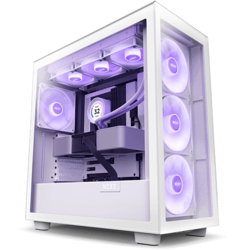 NZXT H7 Elite RGB Matte White (2024) Premium ATX Mid-Tower Case - All White, 3x F140 RGB Core Fan + 1x F140Q Fan + RGB Controller