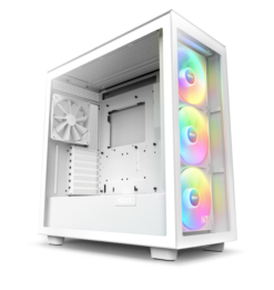 NZXT H7 Elite RGB Matte White (2024) Premium ATX Mid-Tower Case - All White, 3x F140 RGB Core Fan + 1x F140Q Fan + RGB Controller