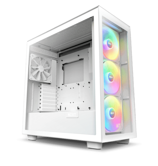 NZXT H7 Elite RGB Matte White (2024) Premium ATX Mid-Tower Case - All White, 3x F140 RGB Core Fan + 1x F140Q Fan + RGB Controller