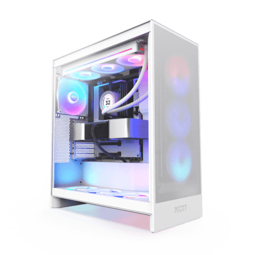 NZXT H7 Flow RGB Matte White (2024) Mid-Tower ATX Airflow Case - All White, F360 RGB Core Fan