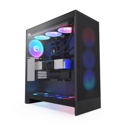 NZXT H7 Flow RGB Matte Black (2024) Mid-Tower ATX Airflow Case - All Black, F360 RGB Core Fan