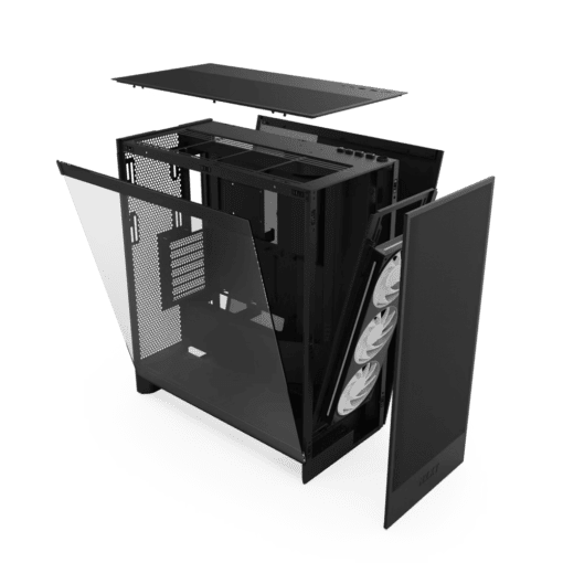 NZXT H7 Flow RGB Matte Black (2024) Mid-Tower ATX Airflow Case - All Black, F360 RGB Core Fan