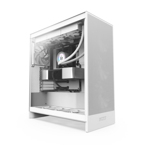 NZXT H7 Flow Matte White (2024) Mid-Tower ATX Airflow Case - All White, 3x F120Q Airflow Fan