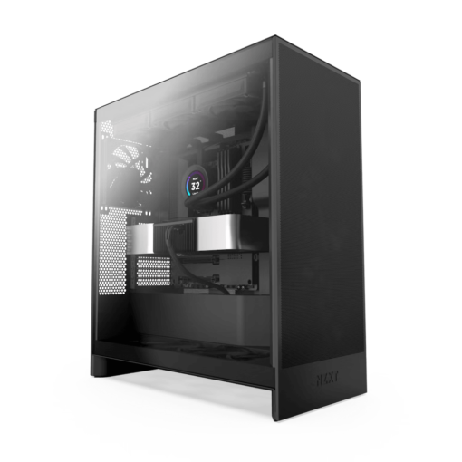 NZXT H7 Flow Matte Black (2024) Mid-Tower ATX Airflow Case - All Black, 3x F120Q Airflow Fan