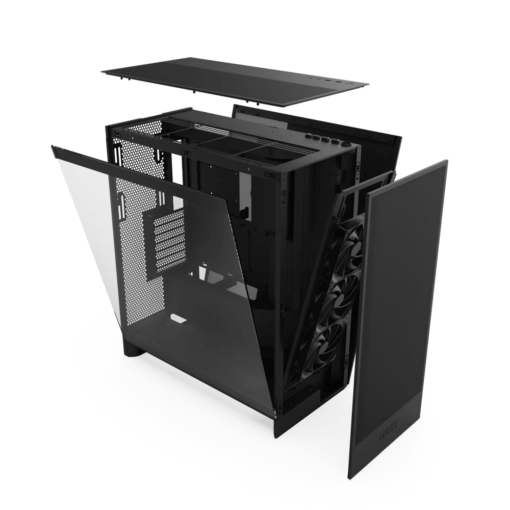 NZXT H7 Flow Matte Black (2024) Mid-Tower ATX Airflow Case - All Black, 3x F120Q Airflow Fan